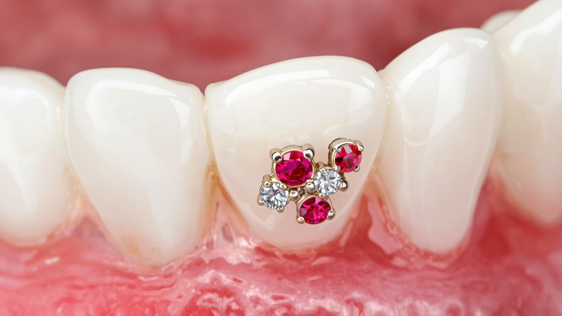 Đính đá lên răng Kim cương Ruby Ruby Diamond Tooth Gemstone