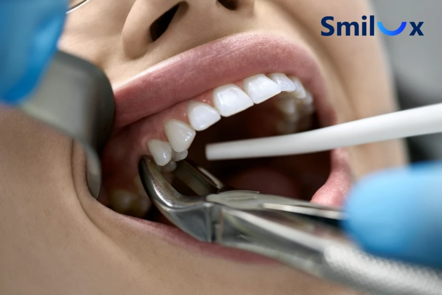 Nhổ răng có thể được chỉ định trước xạ trị để loại bỏ các răng có nguy cơ viêm nhiễm Nhổ răng có thể được chỉ định trước xạ trị để loại bỏ các răng có nguy cơ viêm nhiễm