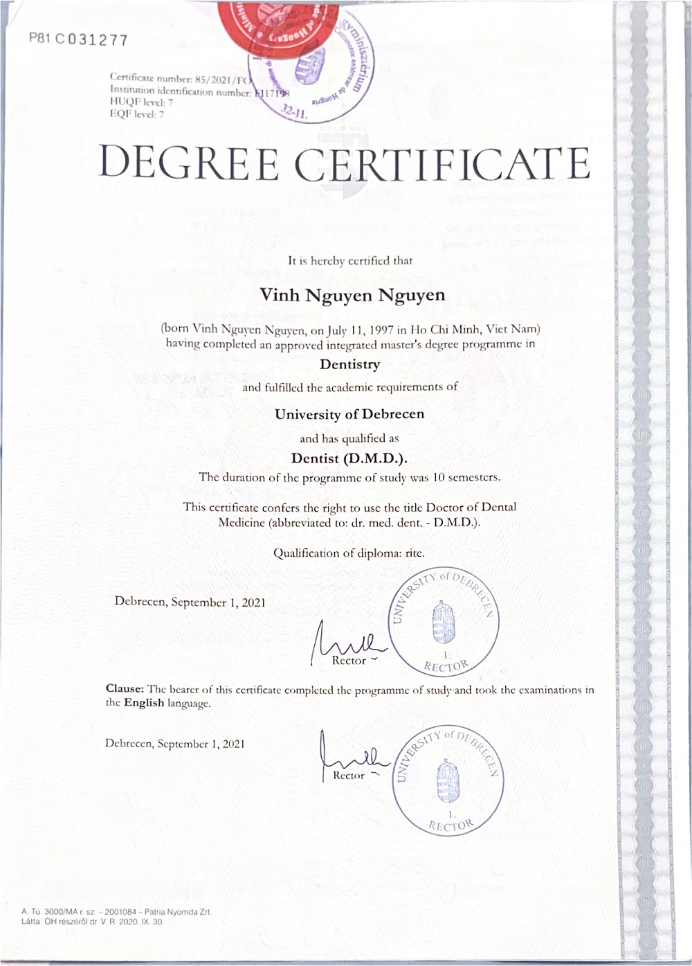 Degree Certificate