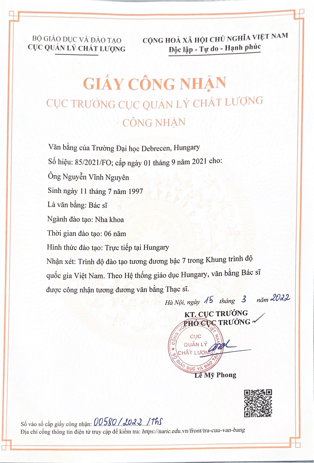 Giấy công nhận